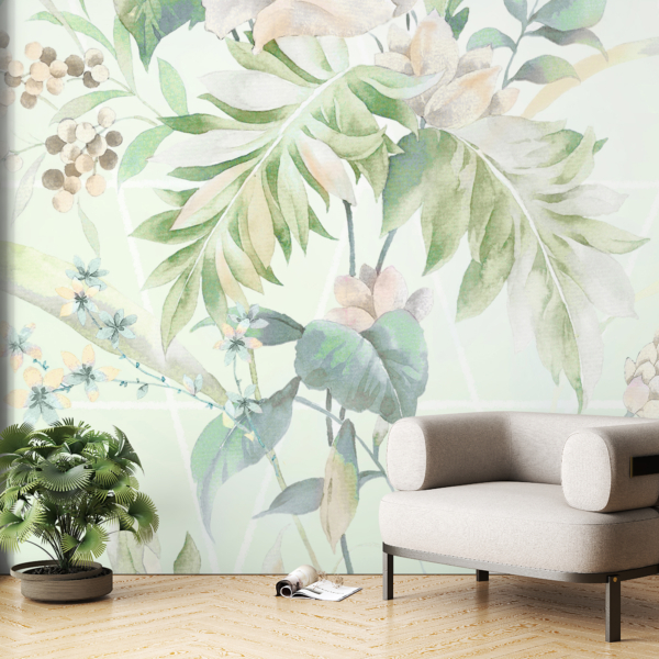 Suptilni zeleni zidni mural