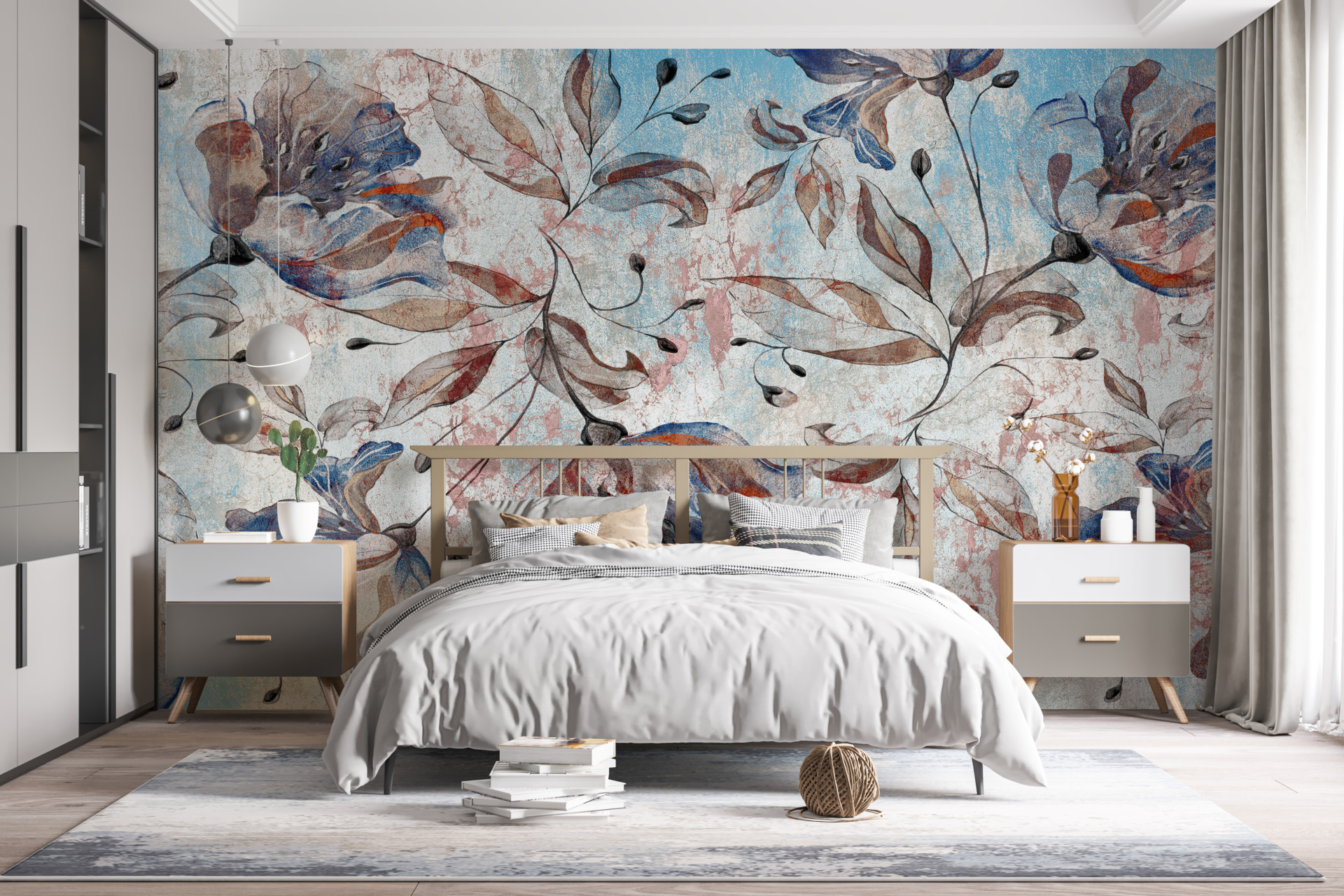 Zidni mural suptilnog cvijeća