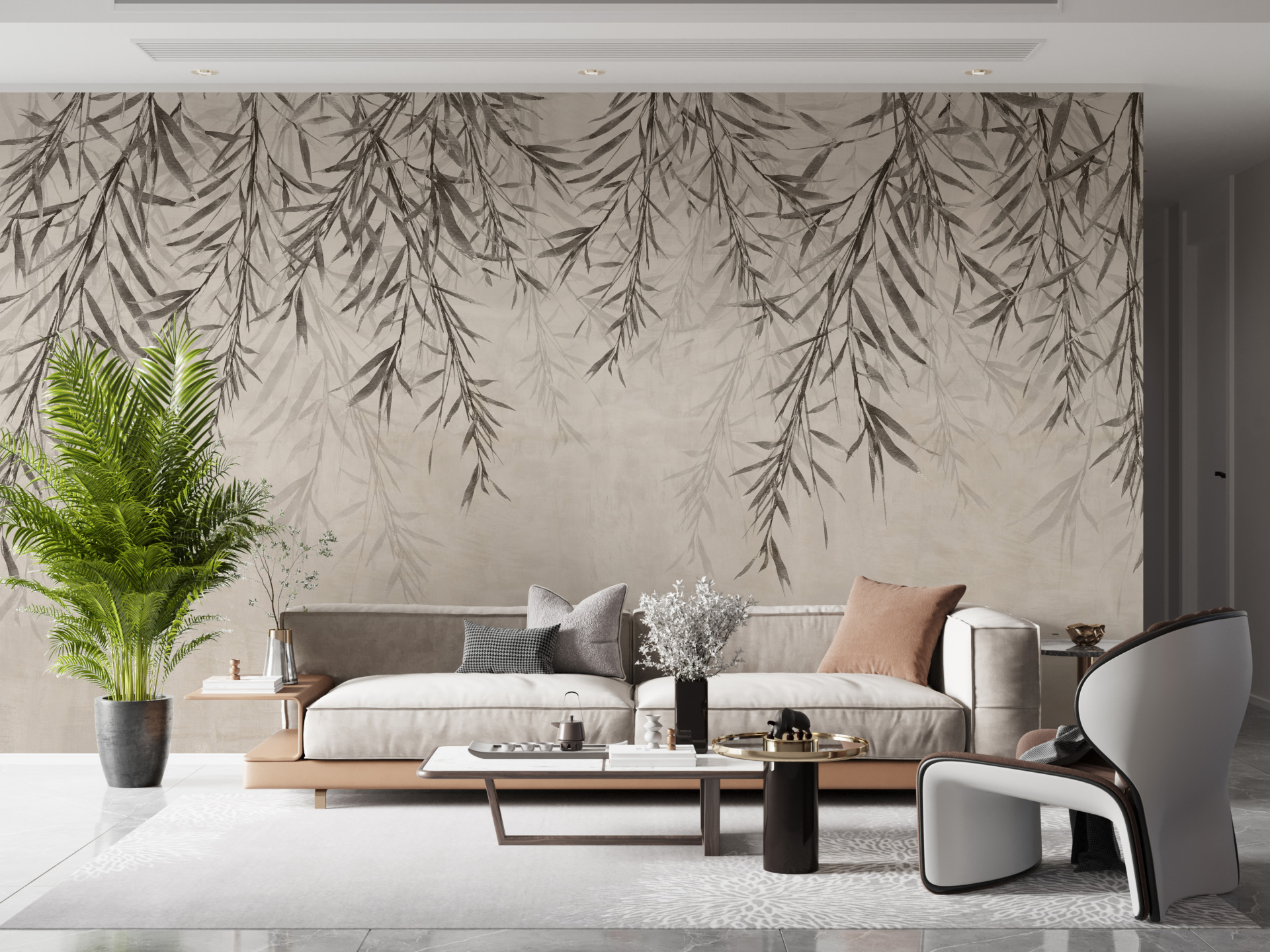 Zidni zidni zid sa stropom maslinove grančice