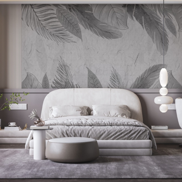 Zidni mural Sivi okvir lišća