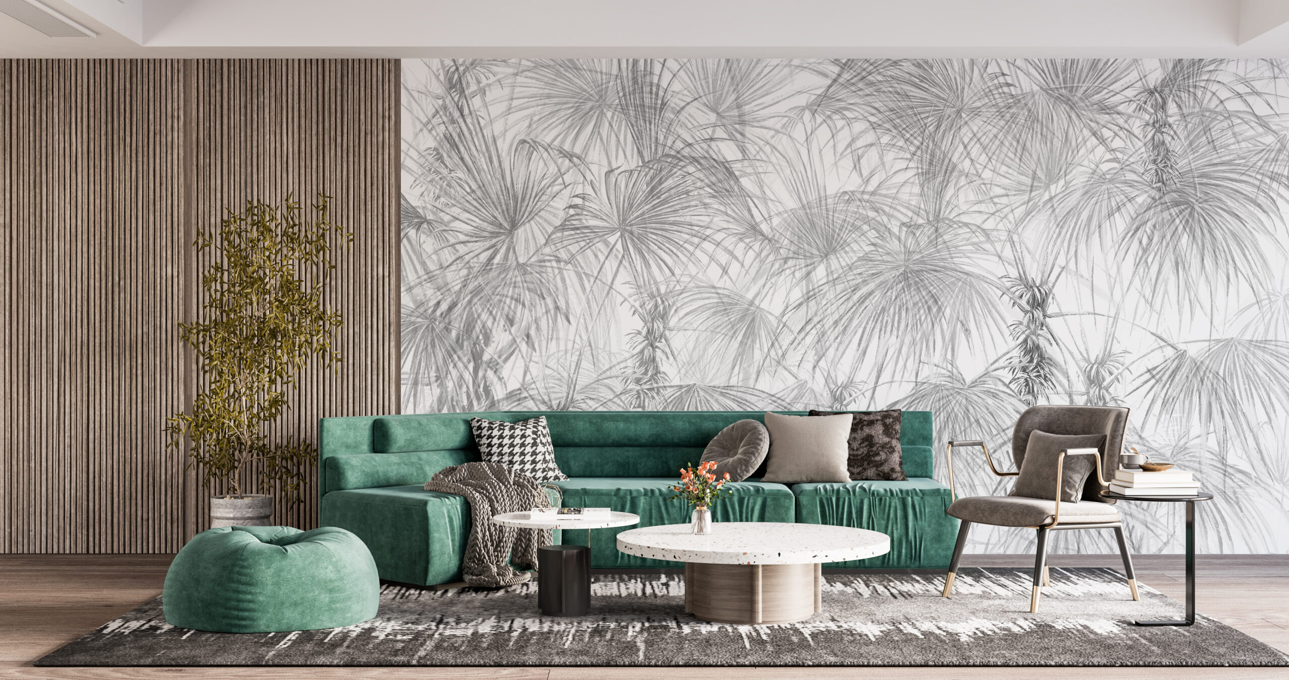 Zidni mural Sive palme