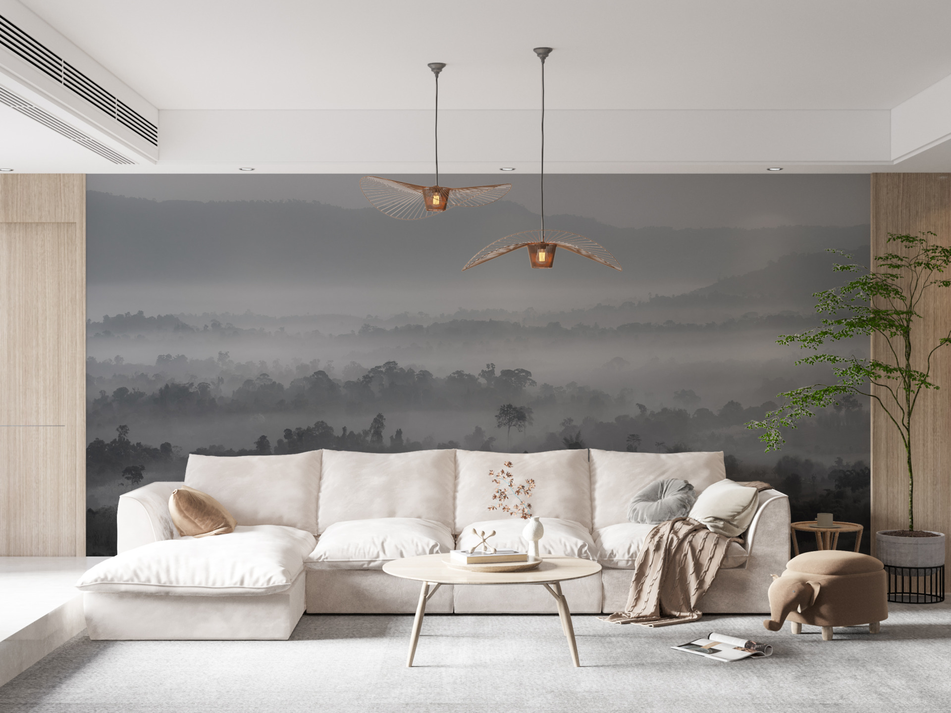 Zidni mural sivog krajolika