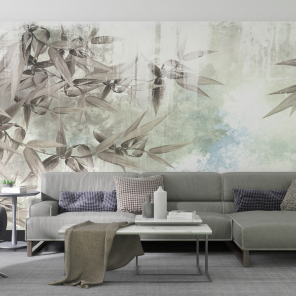 Zidni zidni zidni mural sa sivim cvjetnim motivom