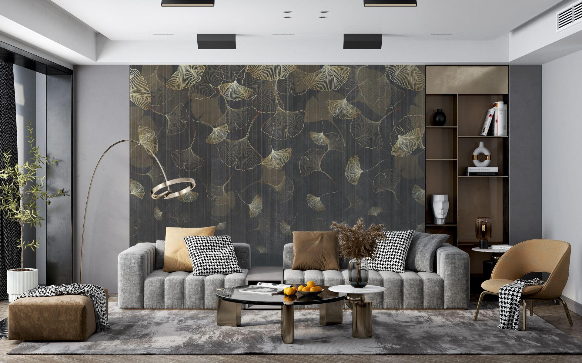 Zidni mural Golden Leaf Dance