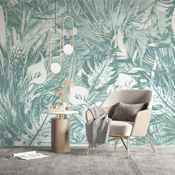 Tropski zeleni zidni mural