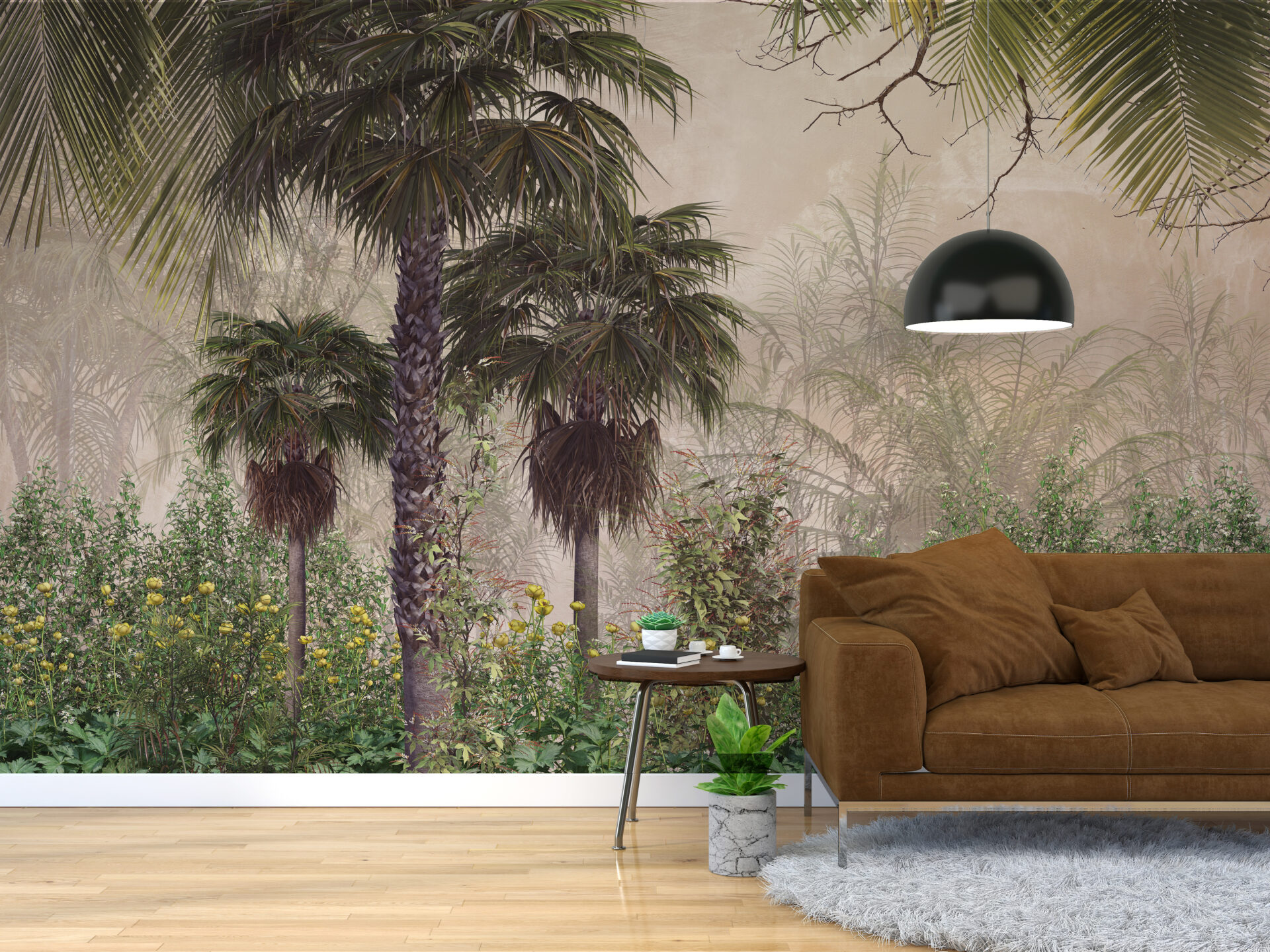 Zidni mural tropske žute livade