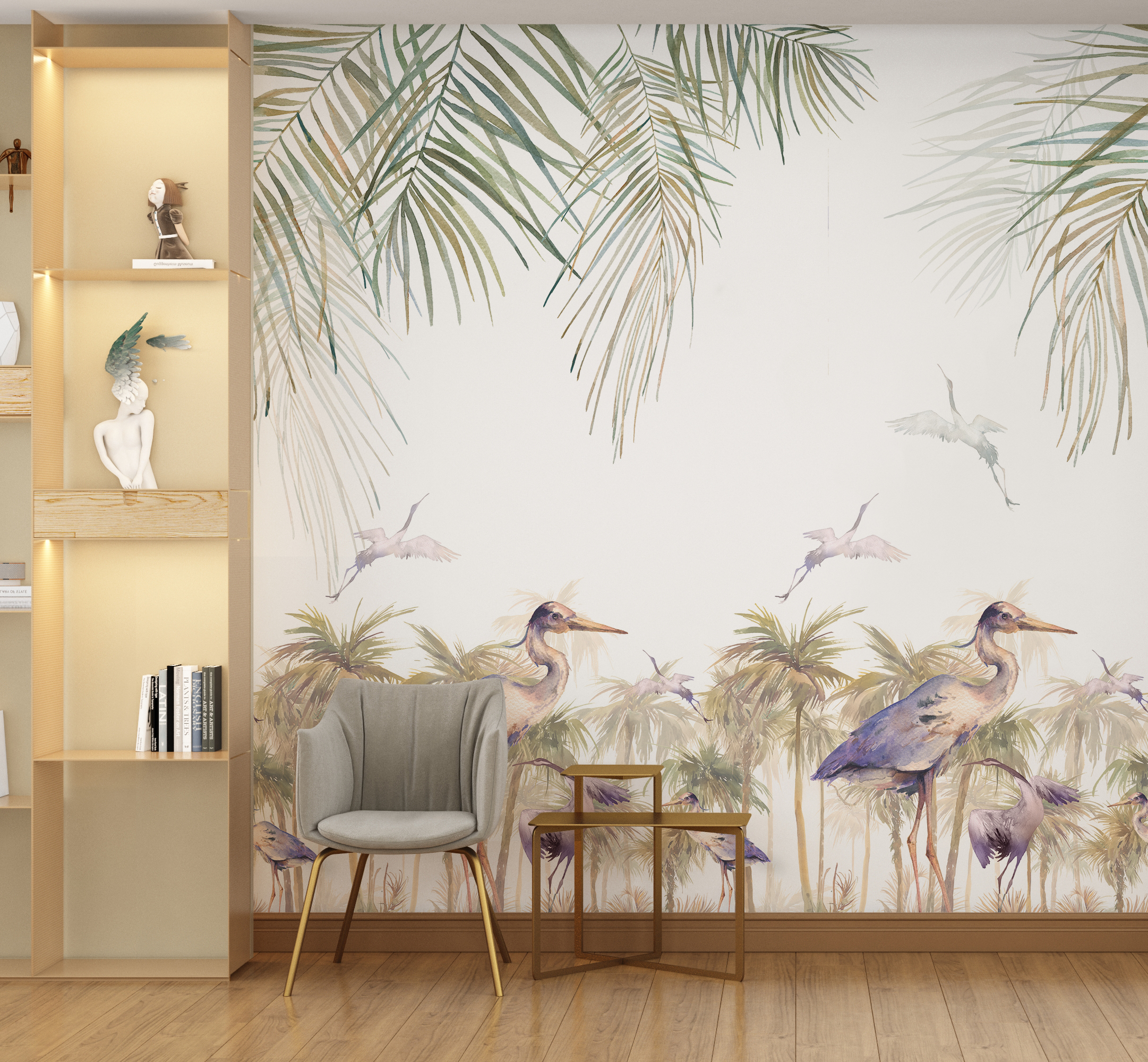 Zidni mural tropskih ptica