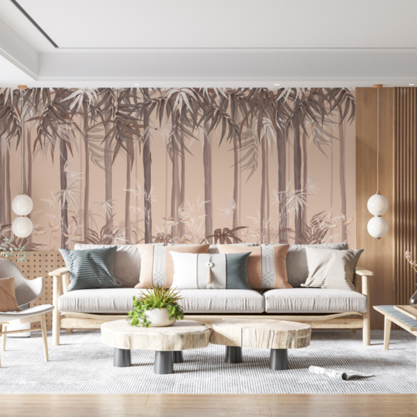Tropska šuma u toplim bojama zidni mural