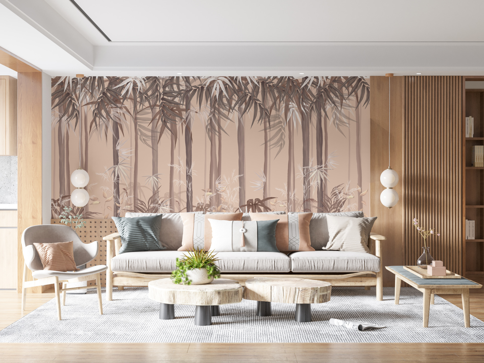 Tropska šuma u toplim bojama zidni mural