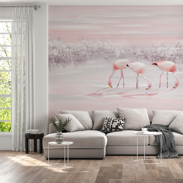 Zidni mural Tri flamingosa