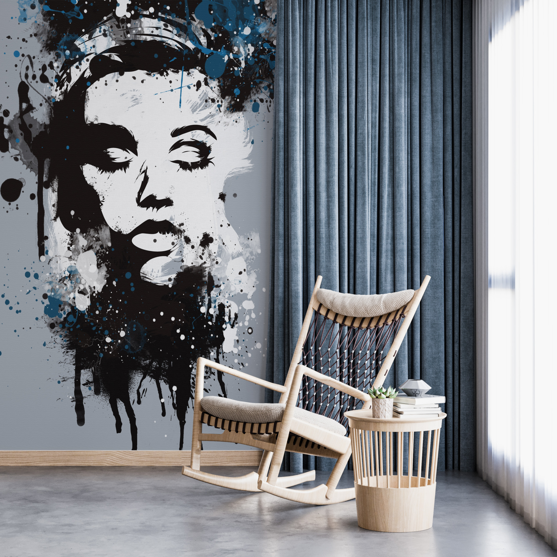 Zidni mural s licem uspavane djevojke