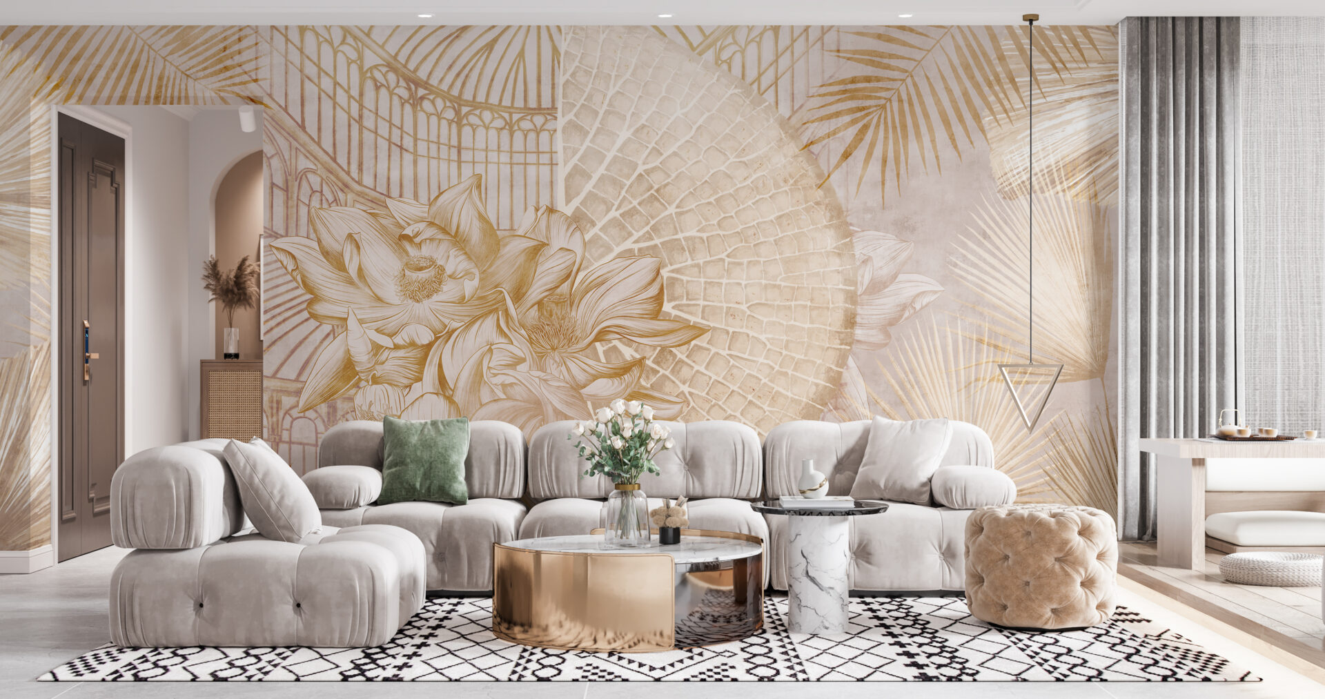 Zidni mural Lopoči i palmino lišće