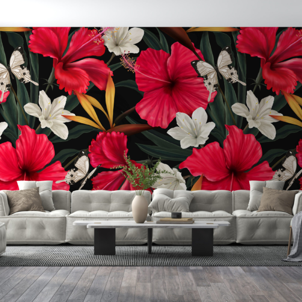 Mural među crvenim cvjetovima