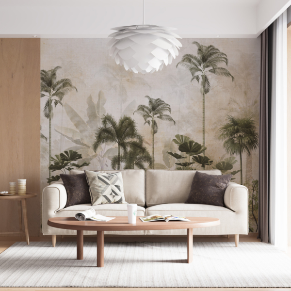 Zidni mural Visoke palme iza magle