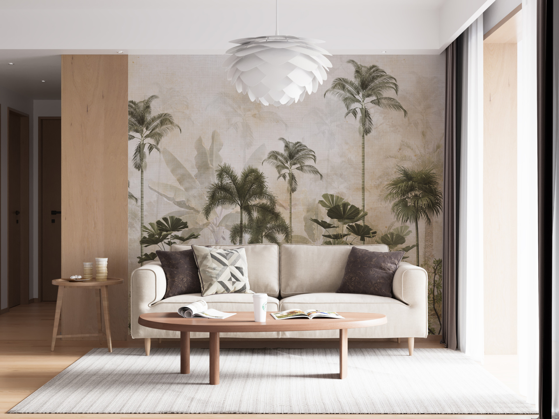 Zidni mural Visoke palme iza magle