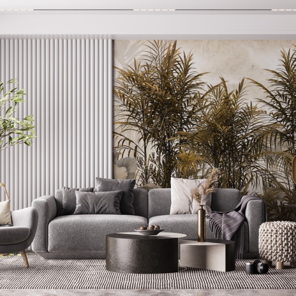 Zidni mural s visokim tropskim biljkama