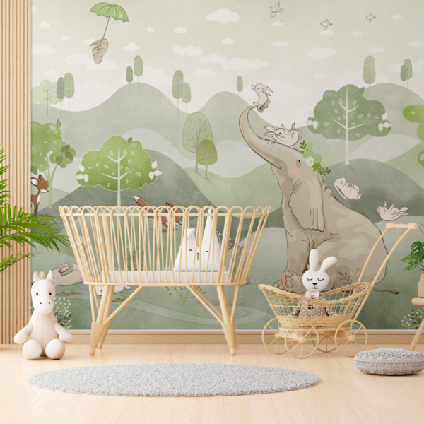 Zabava uz zidni mural sa slonom