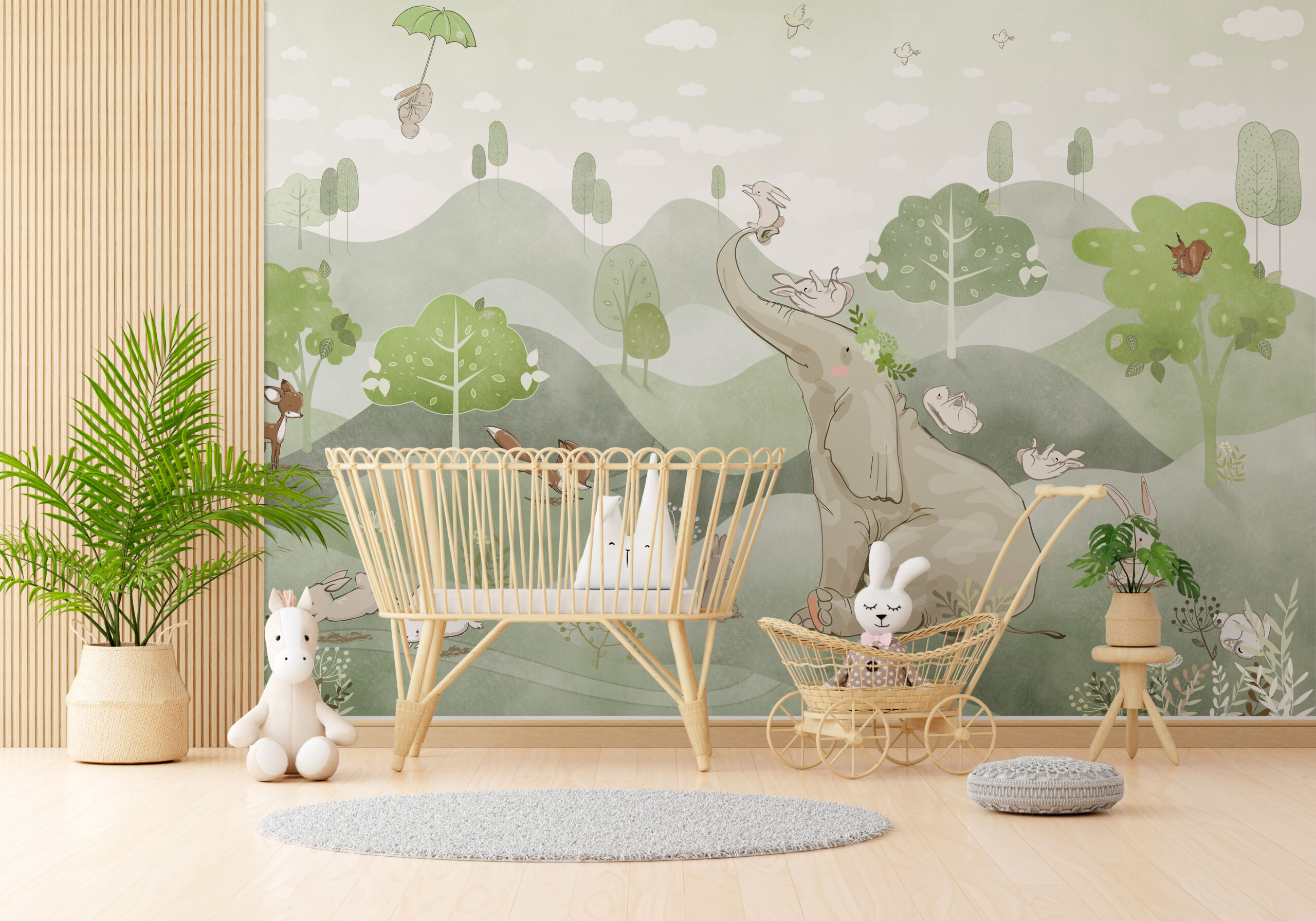 Zabava uz zidni mural sa slonom