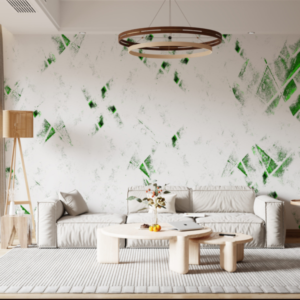 Bijeli zeleni zidni mural