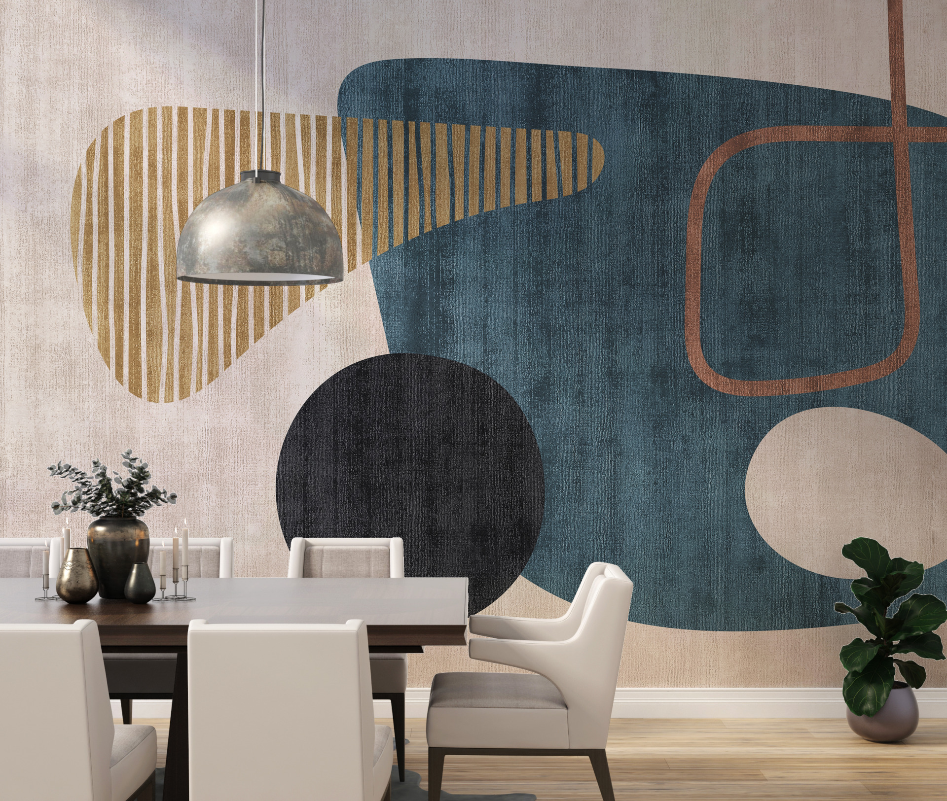 Zidni mural Zaobljeni oblici