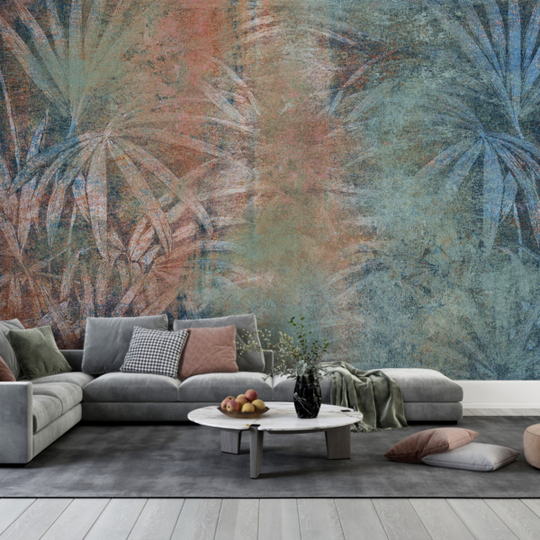 Tropska palma ocrtava zidni mural