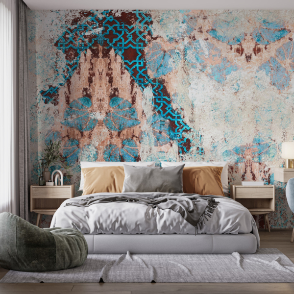 Zidni mural s trljanim lišćem