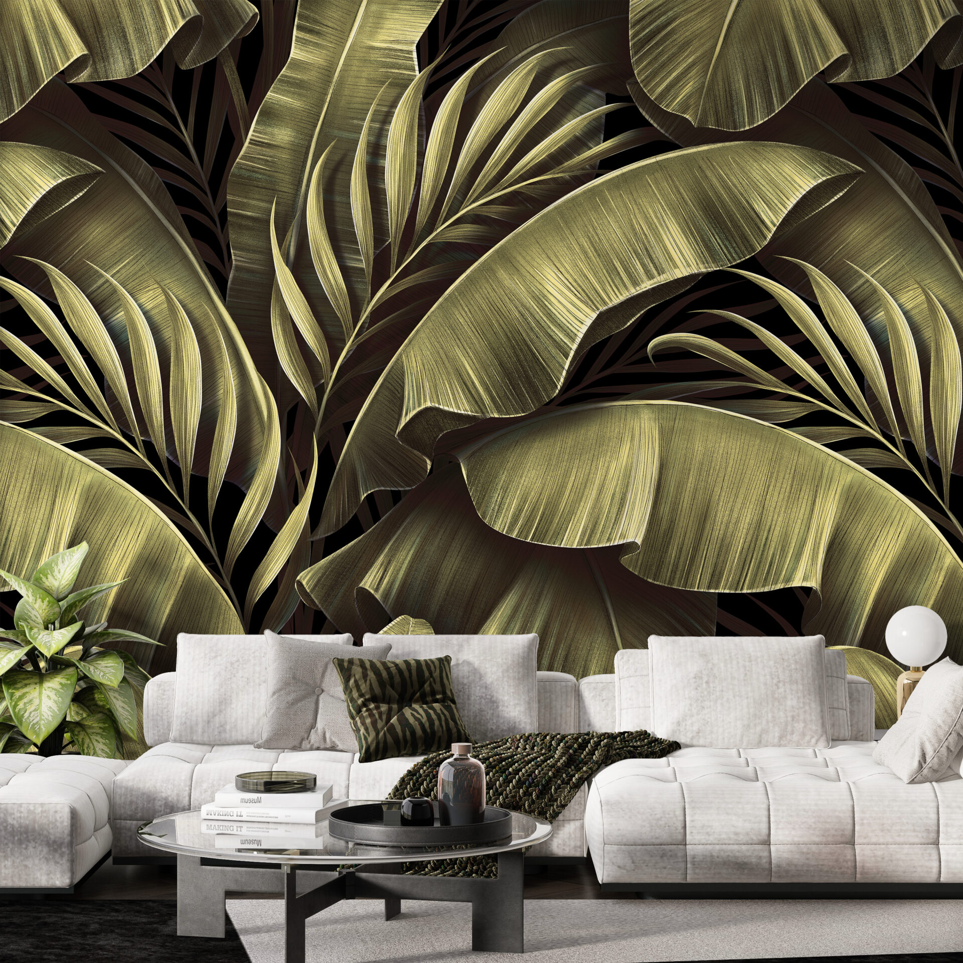 Tropsko lišće Zeleni zidni zid