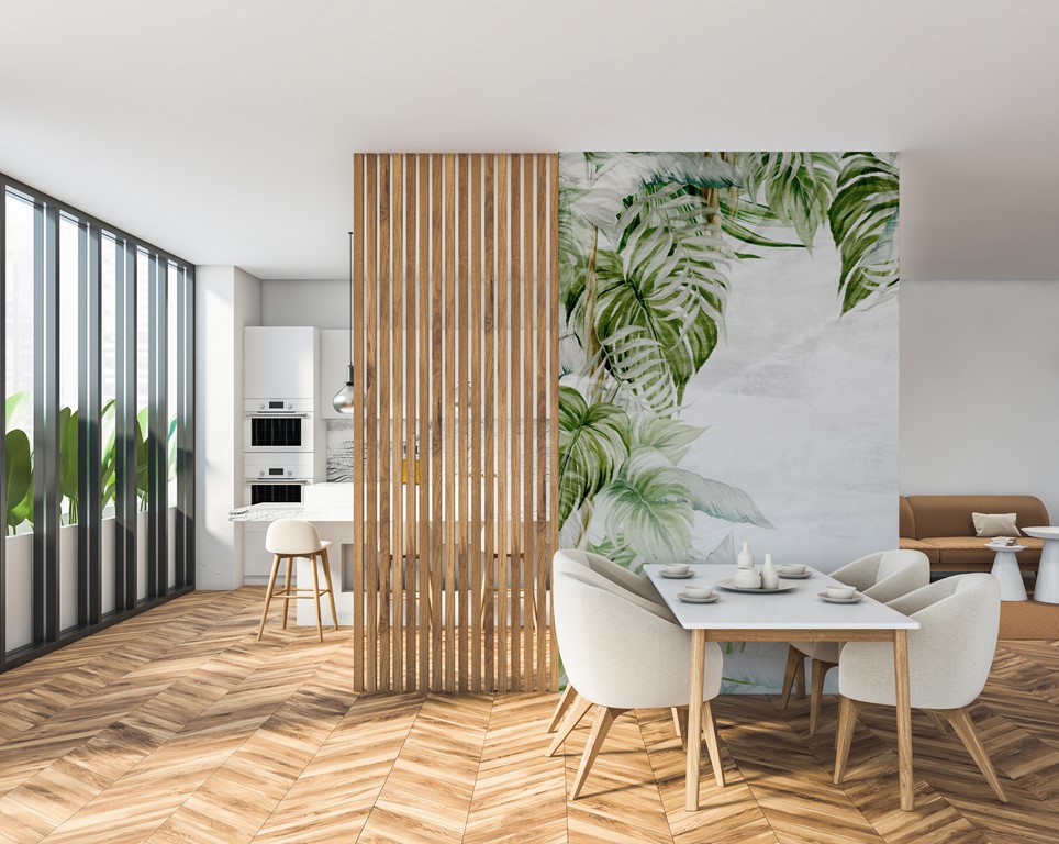 Zidna freska zelena egzotičnog stupa