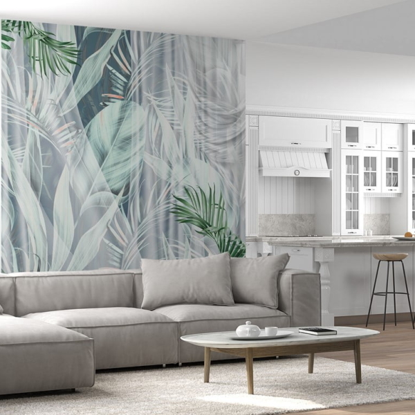 Zeleno lišće iza zidne murale