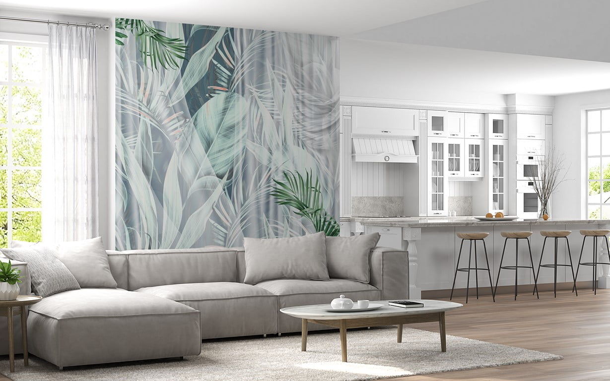 Zeleno lišće iza zidne murale