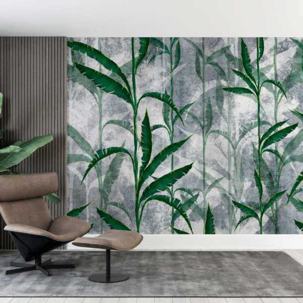 Zidni zid sa zelenim stabljikama