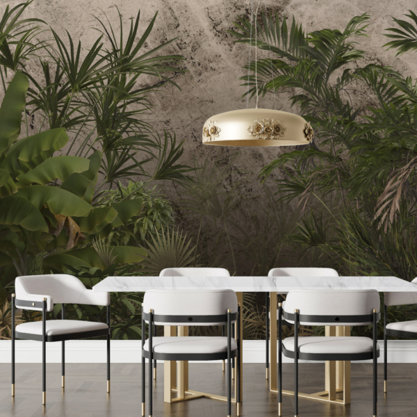 Foto pozadina Zeleni tropi na sivoj pozadini