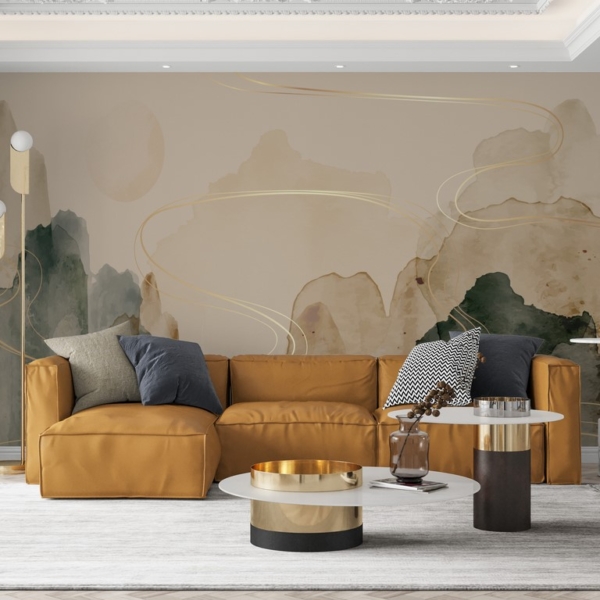 Zidni mural sa zlatnom vrpcom