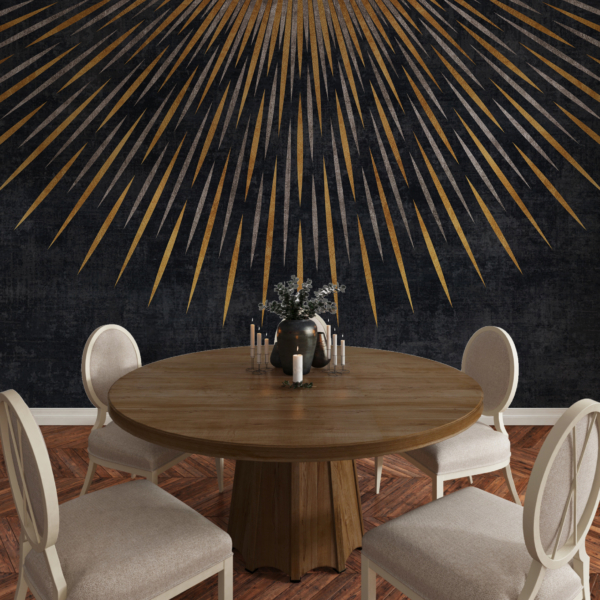 Zlatne zrake na zidnom zidu s grafitnom pozadinom