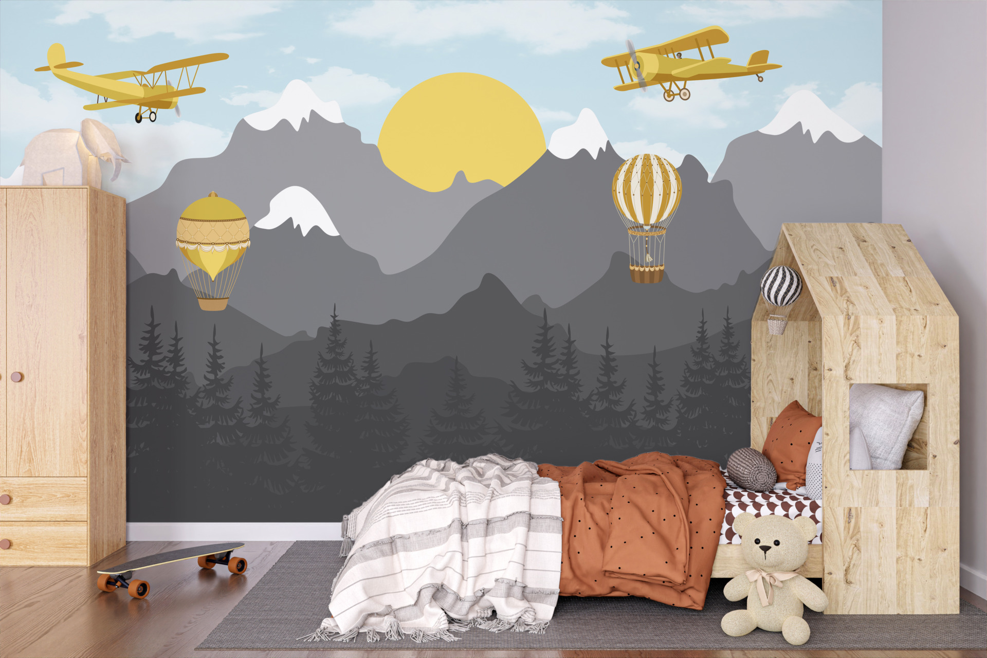 Zidni mural Zlatno sunce u planinama