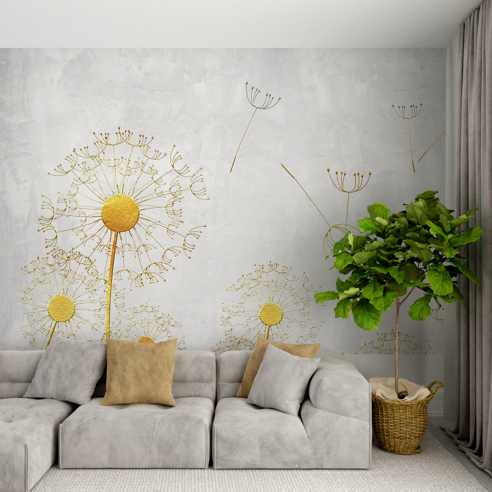 Zidni mural Žuti maslačak