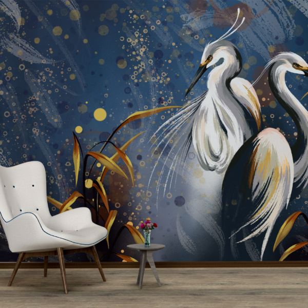 Zidni mural dizalica na tamnoplavoj pozadini