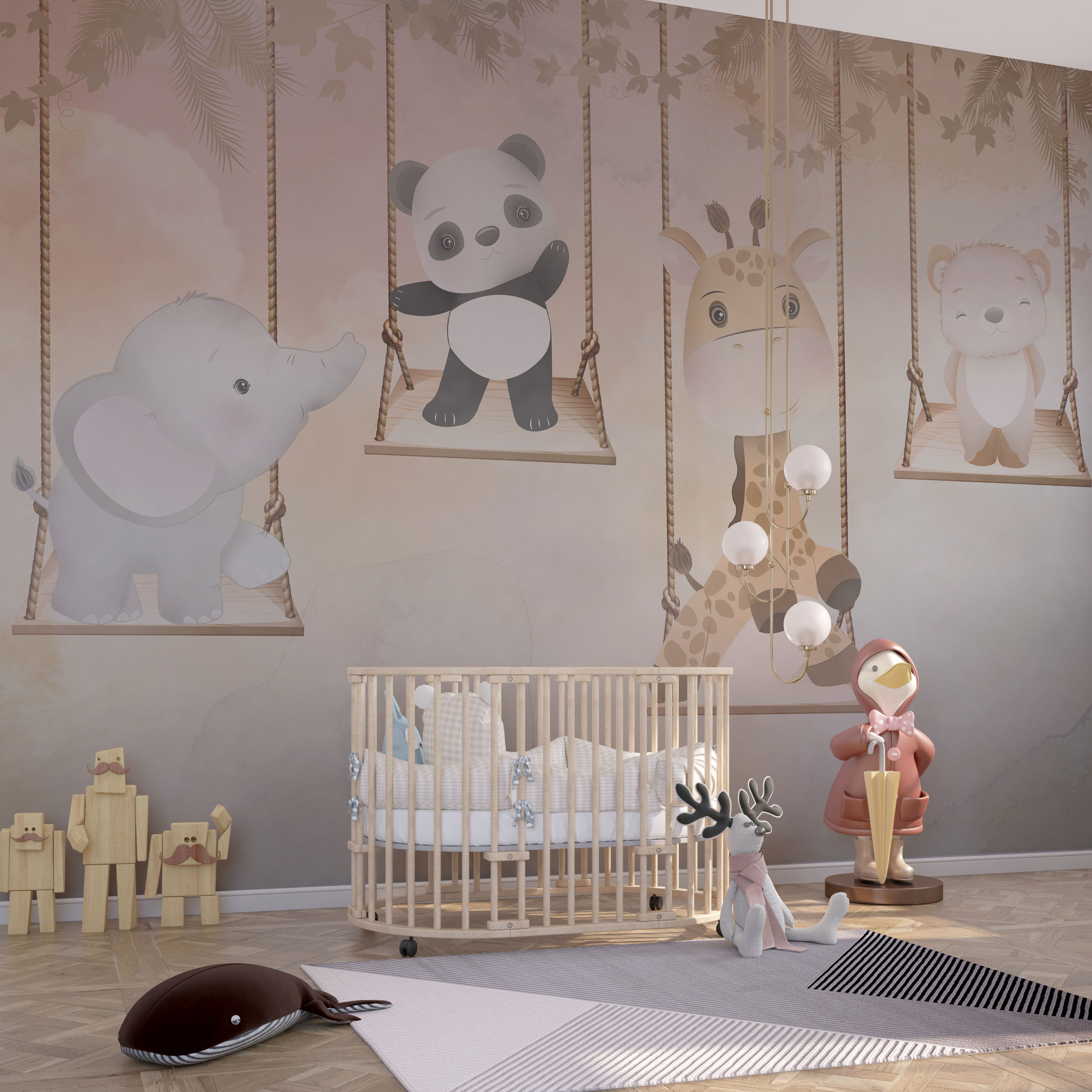 Zidni zid Životinja na ljuljačkama