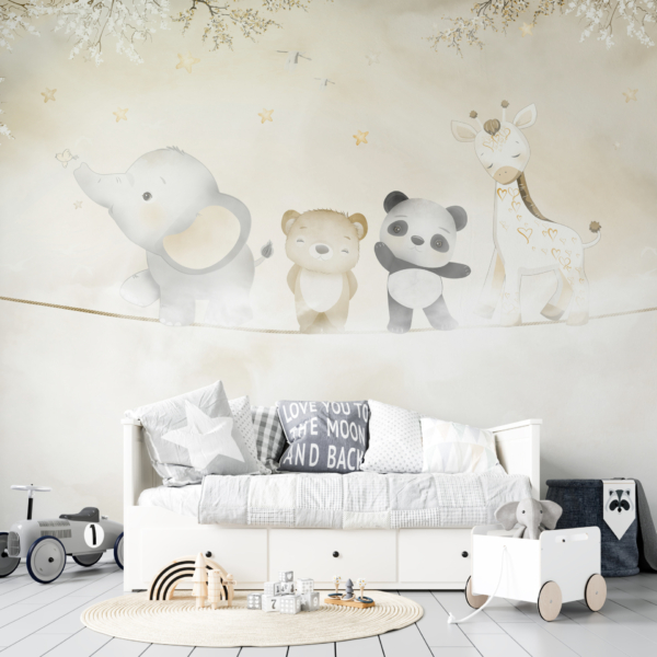 Zidni mural životinja na užetu u magli