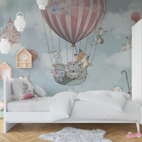 Zidni mural Životinje u šarenom balonu