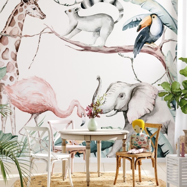 Zidni mural divljih afričkih životinja