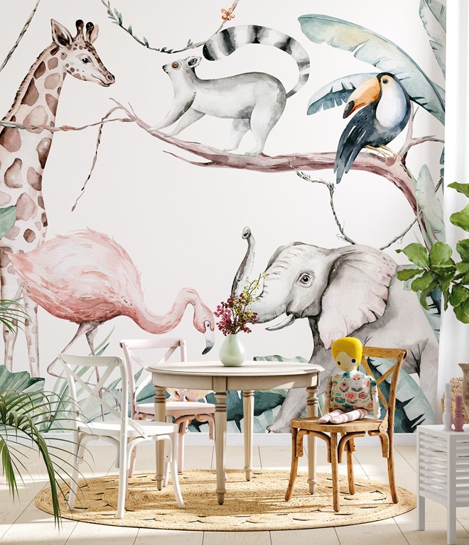 Zidni mural divljih afričkih životinja