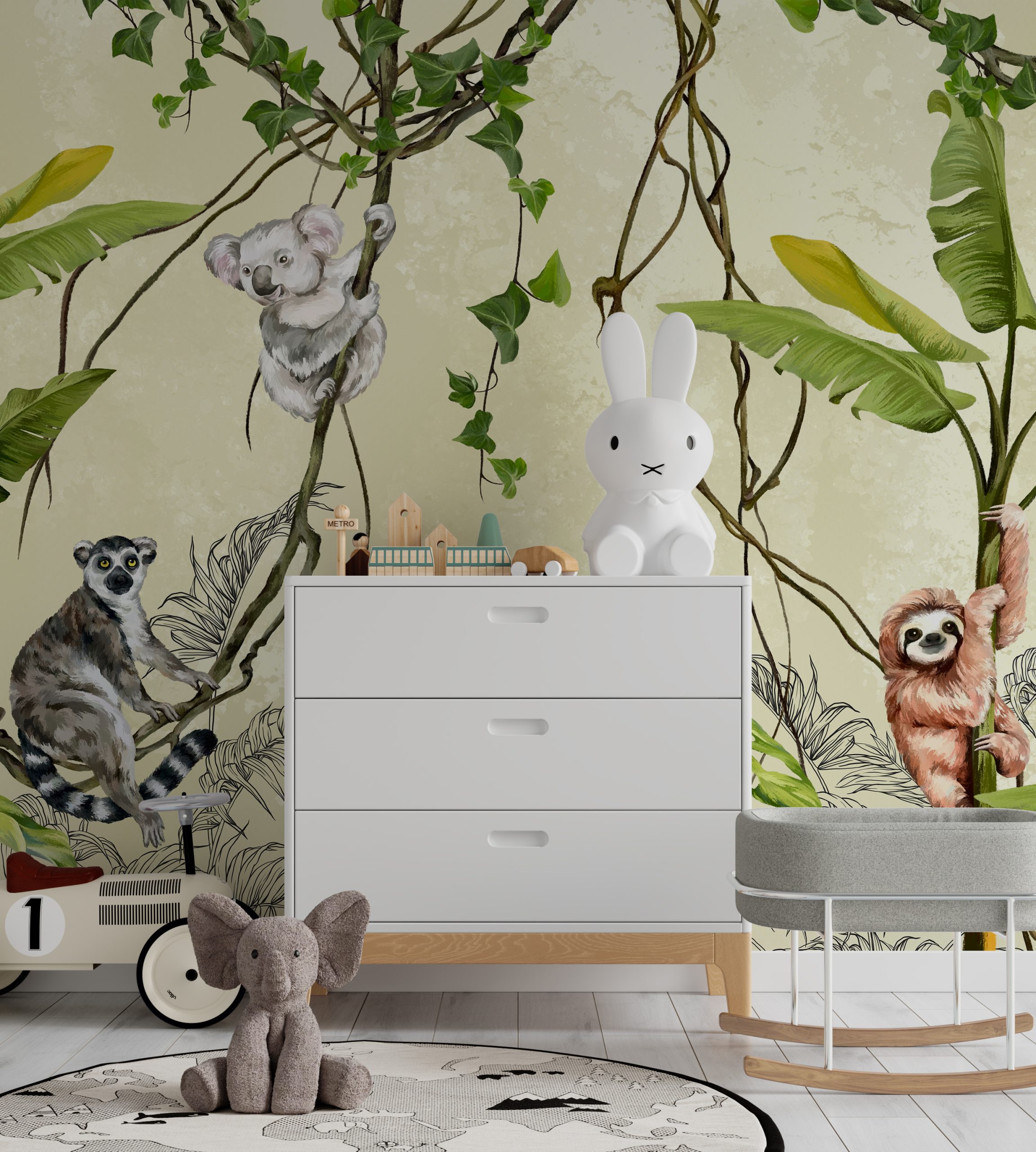 Zidni mural Životinje na Lijanama