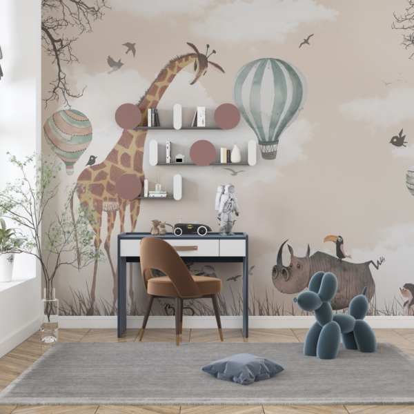 Zidni mural Žirafa i baloni