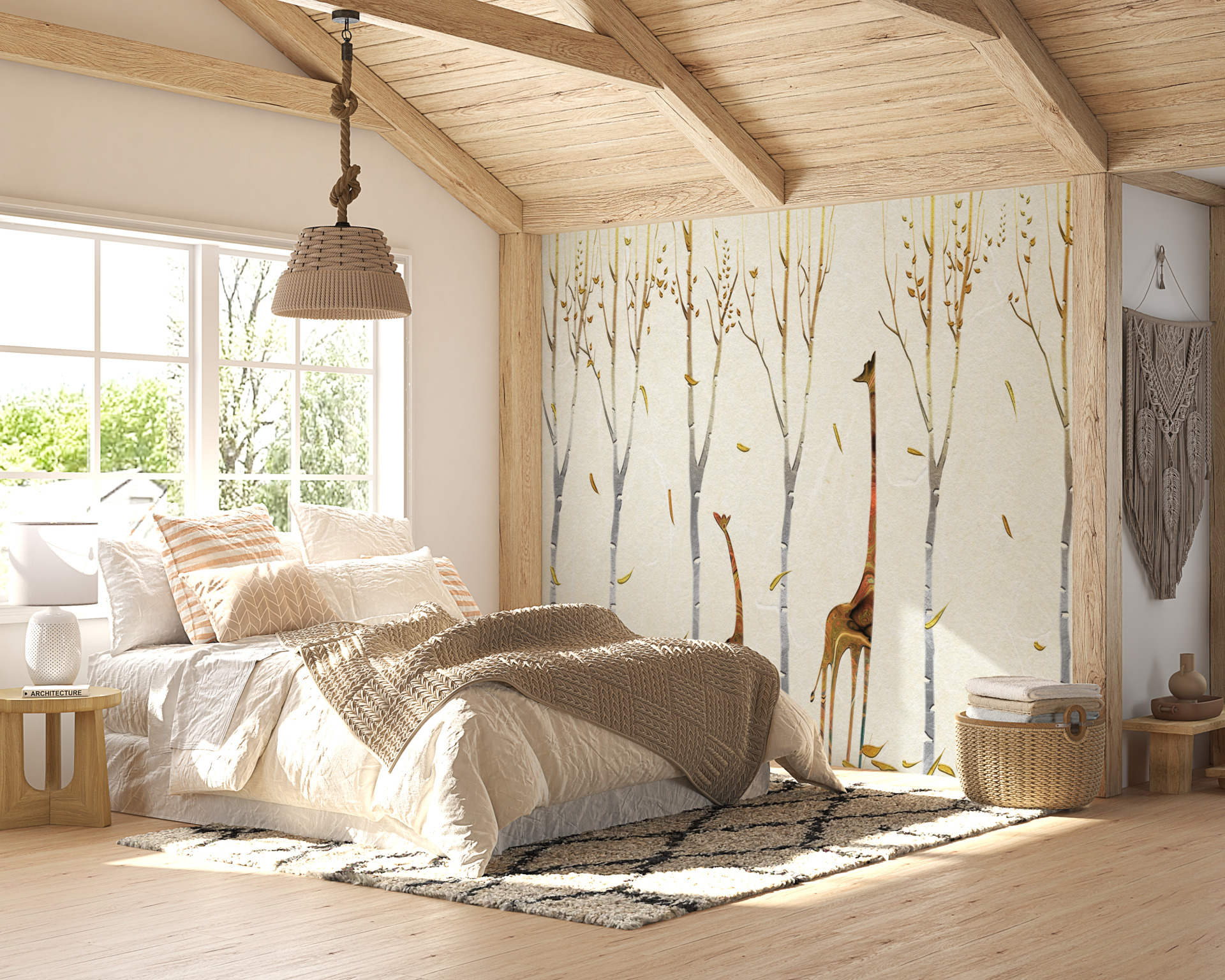 Zidni zid Žirafa među drvećem