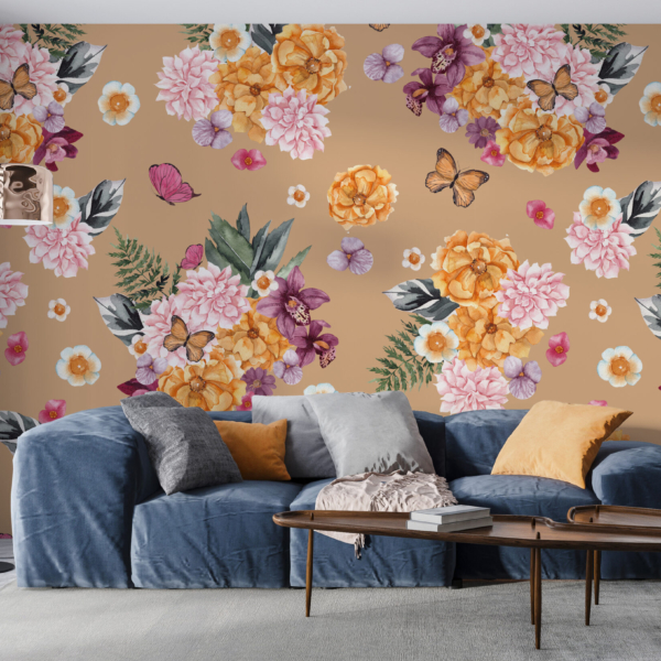 Zidni mural Sretno cvijeće i leptiri