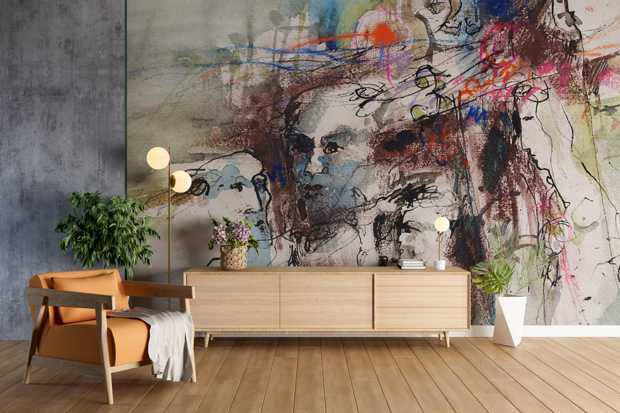 Apstraktna lica Zidni mural