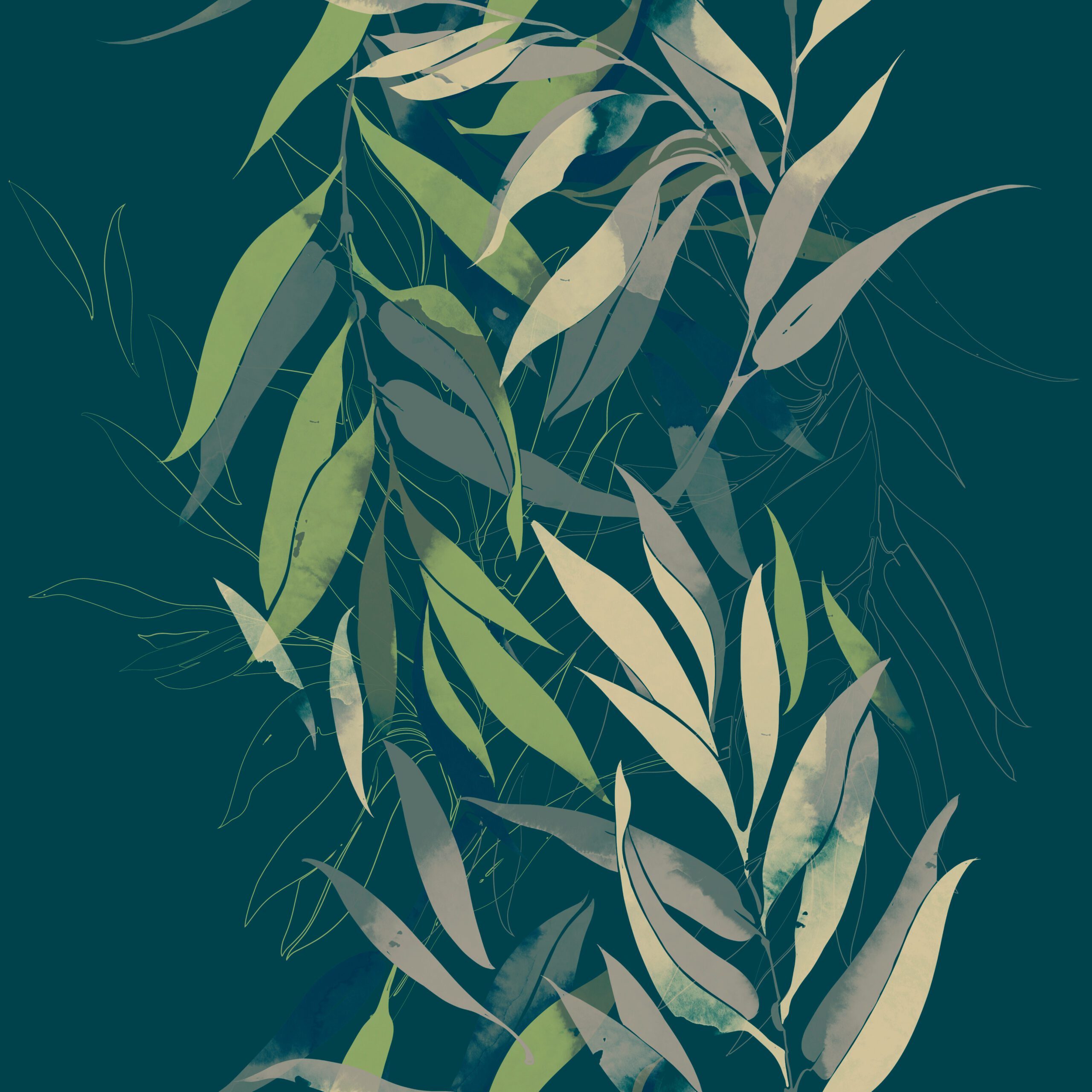 Imprints,Bamboo,Mix,Repeat,Seamless,Pattern.,Digital,Hand,Drawn,Picture