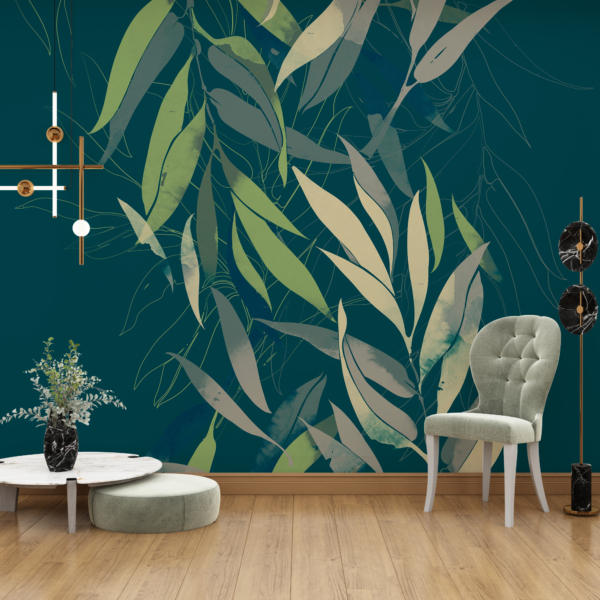 Tamnozeleni zidni zidni zid Lišće