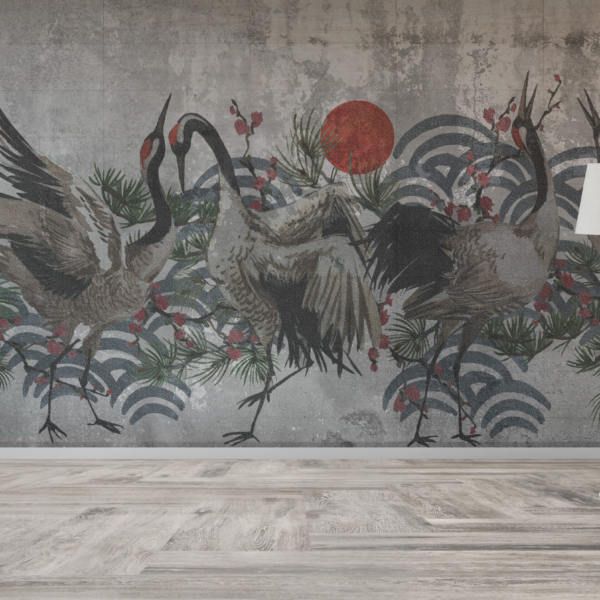 Zidni mural Dizalice na zalasku sunca